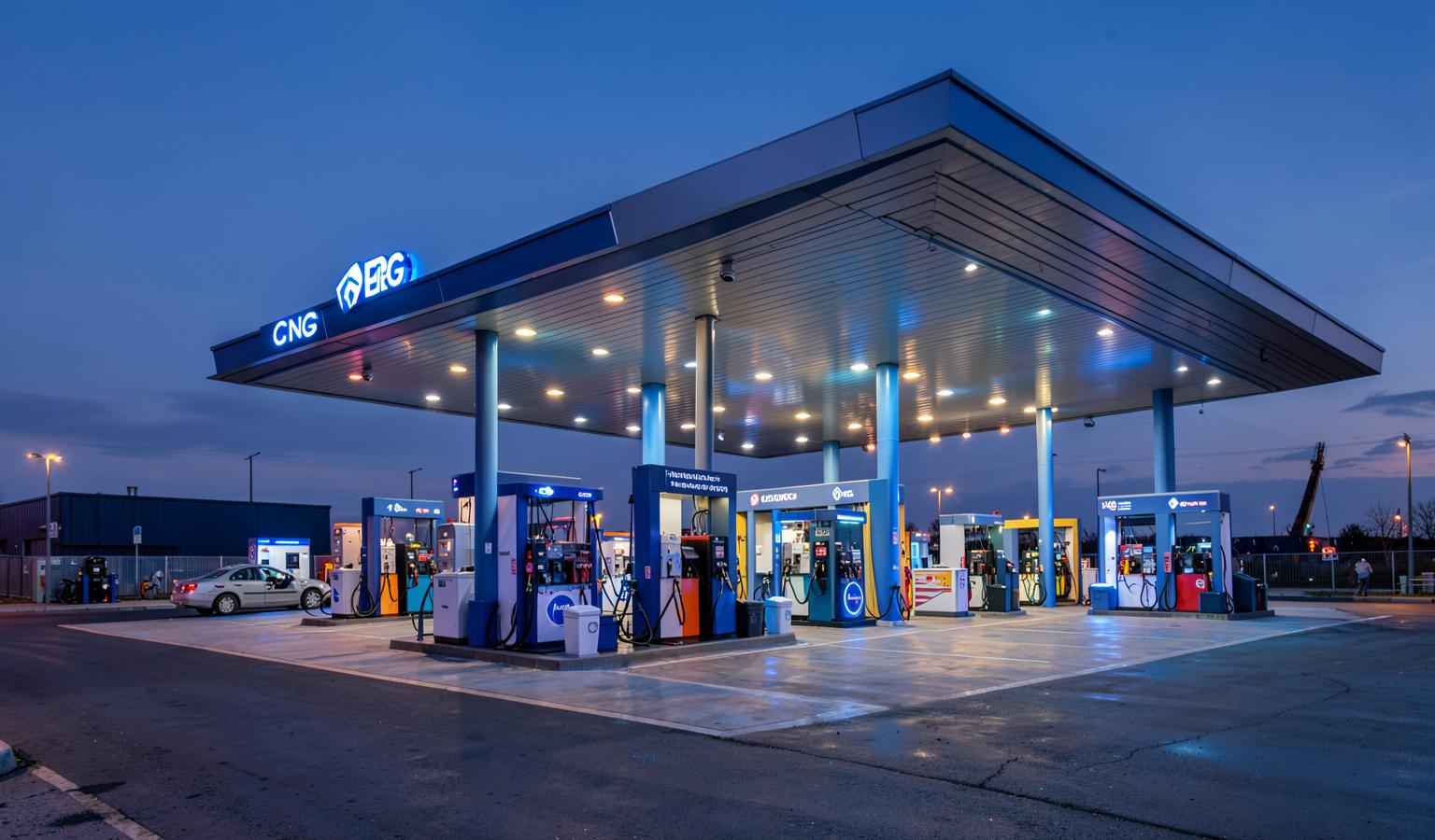Impianto di distribuzione carburanti con isole di erogazione Metano e GPL